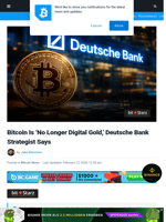 Bitcoin Is 'No Longer Digital Gold': Deutsche Bank Strategist