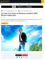 CZ Won’t Return to Binance, Bullish on Bitcoin Supercycle