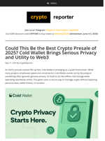 Cold Wallet: Best Crypto Presale of 2025 for Privacy, Real-World Use, and a Huge ROI Potential