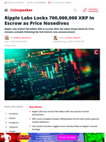 Ripple Labs Locks 700,000,000 XRP In Escrow as Price Nosedives - Coinspeaker