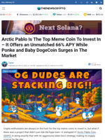 Arctic Pablo Is The Top Meme Coin To Invest In - It Offers an Unmatched 66% APY While Ponke and Baby DogeCoin Surges in The Market - TheNewsCrypto