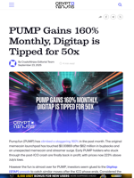PUMP Gains 160% Monthly, Digitap is Tipped for 50x