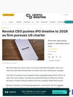 Revolut CEO pushes IPO timeline to 2028 as firm pursues US charter