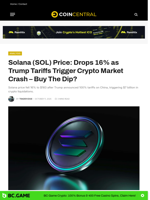 Solana (SOL) Price: Drops 16% as Trump Tariffs Trigger Crypto Market Crash - Buy The Dip? - CoinCentral