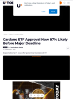Cardano ETF Approval Now 87% Likely Before Major Deadline - U.Today