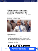 FED's Kashkari confident in achieving inflation targets