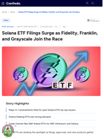 Solana ETF Filings Surge as Fidelity, Franklin, and Grayscale Join the Race