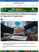 BitMine Invests $200M in MrBeast’s Company to Target Gen Z Crypto Users