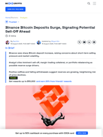 Binance Bitcoin Deposits Surge, Signaling Potential Sell-Off Ahead - BeInCrypto