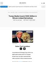 Trump Media Invests $300 Million in Bitcoin-Linked Derivatives