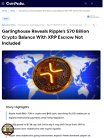 Garlinghouse Reveals Ripple's $70 Billion Crypto Balance With XRP Escrow Not Included