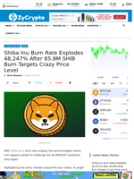 Shiba Inu Burn Rate Explodes 48,247% After 85.8M SHIB Burn Targets Crazy Price Level ⋆ ZyCrypto