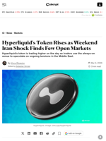 Hyperliquid's Token Rises as Weekend Iran Shock Finds Few Open Markets - Decrypt
