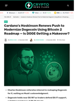 Cardano's Hoskinson Renews Push to Modernize Dogecoin Using Bitcoin 2 Roadmap — Is DOGE Getting a Makeover? - Crypto News Flash