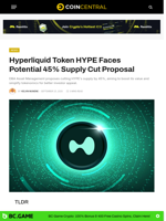 Hyperliquid Token HYPE Faces Potential 45% Supply Cut Proposal