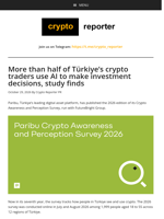 More than half of Türkiye's crypto traders use AI to make investment decisions, study finds
