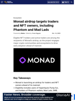 Monad airdrop targets traders and NFT owners, including Phantom and Mad Lads