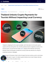 Thailand Lets Tourists Pay in Crypto, Merchants Get Baht
