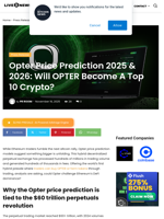 Opter Price Prediction 2025 & 2026: Will OPTER Become A Top 10 Crypto? | Live Bitcoin News