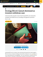 Strategy Bitcoin lawsuit dismissed as investors withdraw case