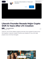Litecoin Founder Reveals Major Crypto Shift 14 Years After LTC Creation - U.Today