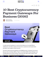 10 Best Cryptocurrency Payment Gateways For Business (2026)