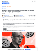 Changpeng Zhao (CZ) CZ Hails New Era for Crypto Banking