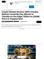 Crypto Market Review: XRP's Double Bottom Could Be Key, Bitcoin Is Literally on the Edge, Shiba Inu (SHIB) Price Is Trapped Now - U.Today