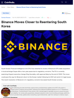 Binance Moves Closer to Reentering South Korea