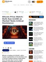 Bitcoin Price Watch: Bulls Eye $120K as Market Tests Critical Resistance – Markets and Prices Bitcoin News