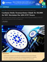 Cardano Daily Transactions Climb To 50,000 Amid SEC ETF News