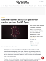 Kalshi becomes exclusive prediction market partner for US Open