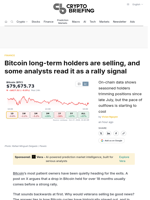 Bitcoin long-term holders are selling, and some analysts read it as a rally signal