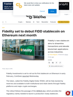 Fidelity set to debut FIDD stablecoin on Ethereum next month