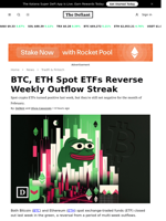 BTC, ETH Spot ETFs Reverse Weekly Outflow Streak - 