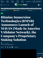 Bitmine Immersion Technologies (BMNR) Announces Launch of MAVAN (Made In America VAlidator Network), the Company's Proprietary Staking Solution - Crypto Daily