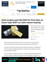 Gold surges past $5,000 for first time as silver tops $107 on safe-haven buying