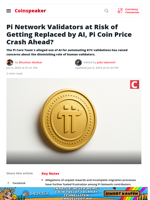Pi Network Validators at Risk of Getting Replaced by AI, Pi Coin Price Crash Ahead? - Coinspeaker