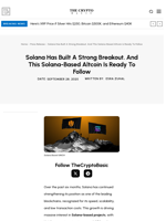 Solana Has Built A Strong Breakout. And This Solana-Based Altcoin Is Ready To Follow
