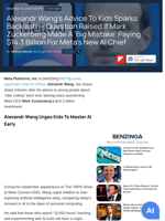 Alexandr Wang's Advice To Kids Sparks Backlash — Question Raised If Mark Zuckerberg Made A 'Big Mistake' Paying $14.3 Billion For Meta's New AI Chief - Microsoft (NASDAQ:MSFT), Meta Platforms (NASDAQ:META) - Benzinga