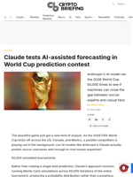 Claude tests AI-assisted forecasting in World Cup prediction contest