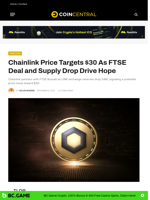 Chainlink Price Targets $30 As FTSE Deal and Supply Drop Drive