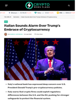 Italian Sounds Alarm Over Trump’s Embrace of Cryptocurrency - Crypto News Flash