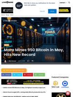 Mara Mines 950 Bitcoin in May, Hits New Record | Live Bitcoin News