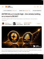 ASTER hits a 2-month high - Are whales betting on a move to $0.90? - AMBCrypto