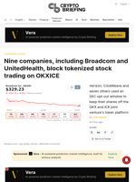 Nine companies, including Broadcom and UnitedHealth, block tokenized stock trading on OKXICE