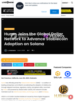 Huma Joins the Global Dollar Network to Advance Stablecoin Adoption on Solana | Live Bitcoin News