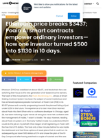 Ethereum price breaks $3437; Poain AI smart contracts empower ordinary investors—how one investor turned $500 into $1130 in 10 days. | Live Bitcoin News