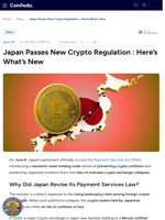 Japan Passes New Crypto Regulation : Here's What's New