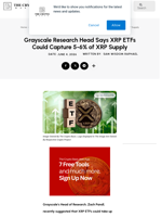 Grayscale Research Head Says XRP ETFs Could Capture 5-6% of XRP Supply